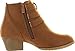 TOP Moda Cl-14 Women's Buckle Straps Stacked Low Heel Ankle Booties,Tan,8