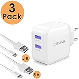SELLERS360 EU iPhone Quick Charge 3.0 USB Travel Wall Charger Replacement for 2(5FT) Apple Lightning Cable Charging Cord for iPhone 8/10/6/6/6 Plus, iPad Air 2/Pro/