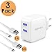 SELLERS360 EU iPhone Quick Charge 3.0 USB Travel Wall Charger Replacement for 2(5FT) Apple Lightning Cable Charging Cord for iPhone 8/10/6/6/6 Plus, iPad Air 2/Pro/