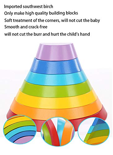 image for BIMOUR Montessori Wooden Rainbow Toy Colored Arch Bridge Blocks Set Sh