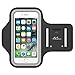 MoKo Phone Armband, Water Resistant Running Cell Phone Armband with Key Holder Adjustable Band Compitable with iPhone 11 Pro, X, Xs, 8, 7, 6, 6s, 5s, 5c, SE, 5, 4S,4 for Walking Fitness, Black