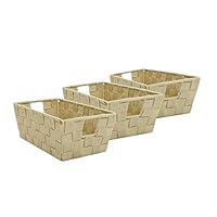 Home Expressions 3 Piece Set Woven Storage Bins 12"x6.5"x4.5" (Dusty Ivory)