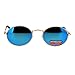 SA106 Mens 90s Gangster Rapper Mirror Lens Oval Retro Metal Rim Sunglasses Gold Blue