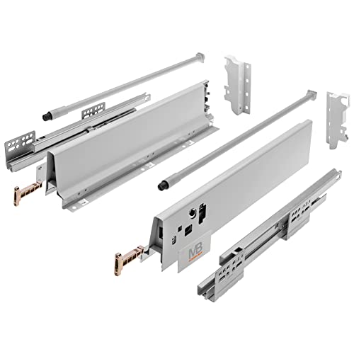 GTV - Modern Box Schublade I L=350mm H=146 mm I Grau I Leises Schließen I Belastung bis zu 40 kg I Einfache Installation I Synchronisation des Fahrweges der Führungen I PB-D-KPL350B