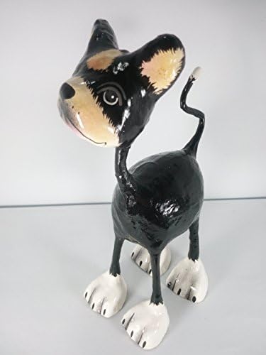 TeeNoi Dog Paper Mache Animal Figurine Miniature Handmade Home Decor Gifts Art for Kids Action Figure