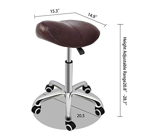 Grace & Grace Professional Saddle Stool Series Hydraulic Swivel Comfortable Ergonomic with Heavy Duty Metal Base for Clinic Dentist Spa Massage Salons Studio (Without Backrest, Brown)