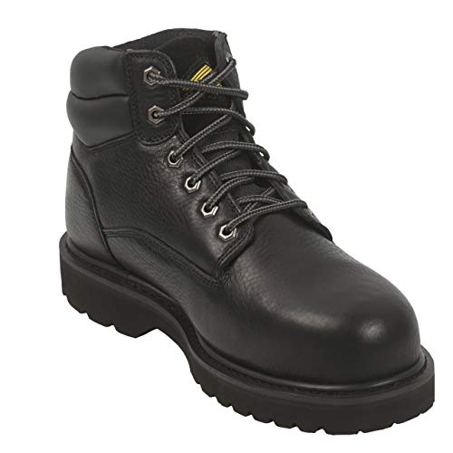 Steel Toe Work Boots for Men 6" - Safety Shoes Slip Resistant & Electrical Hazard Work Boots (7, Black)