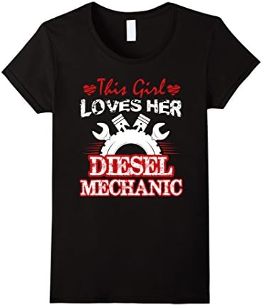 Womens This Girl Loves Her Diesel Mechanic Shirt Medium Black