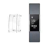 Ultra Slim Soft Full Cover Case for Fitbit Charge 2, Crystal,TPU Protective Casing Scratch Proof Transparent Frame Shell Accessories for Fitbit Charge 2 Watch (Clear 1PCS)