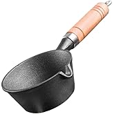 Ipetboom Cast Iron Pot, 1 Pc Butter Iron Oil Heating Pot with Wooden Handle Coating Cookware Melting
