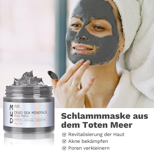 Kurkuma Gesichtsmaske - Grüner Tee Ton Maske - Totes Meer Mineralien Schlamm Masken, Spa Gesichtsmasken Set für Tiefenreinigung, Entgiftung, Akne und Mitesser, 210 g