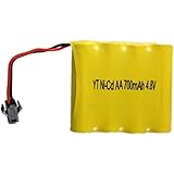 Haktoys 4.8V 700mAh 4-Cell Replacement Rechargeable Ni-Cd Battery Part Works with Haktoys RC Tank Set and Other Compatible RC