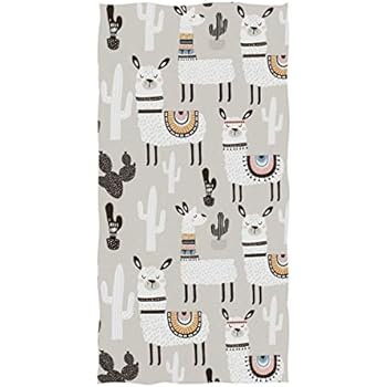 Naanle Chic Cute Llama Cactus Pattern Soft Bath Towel Highly Absorbent Large Hand Towels Multipurpose for Bathroom, Hotel, Gym and Spa (16