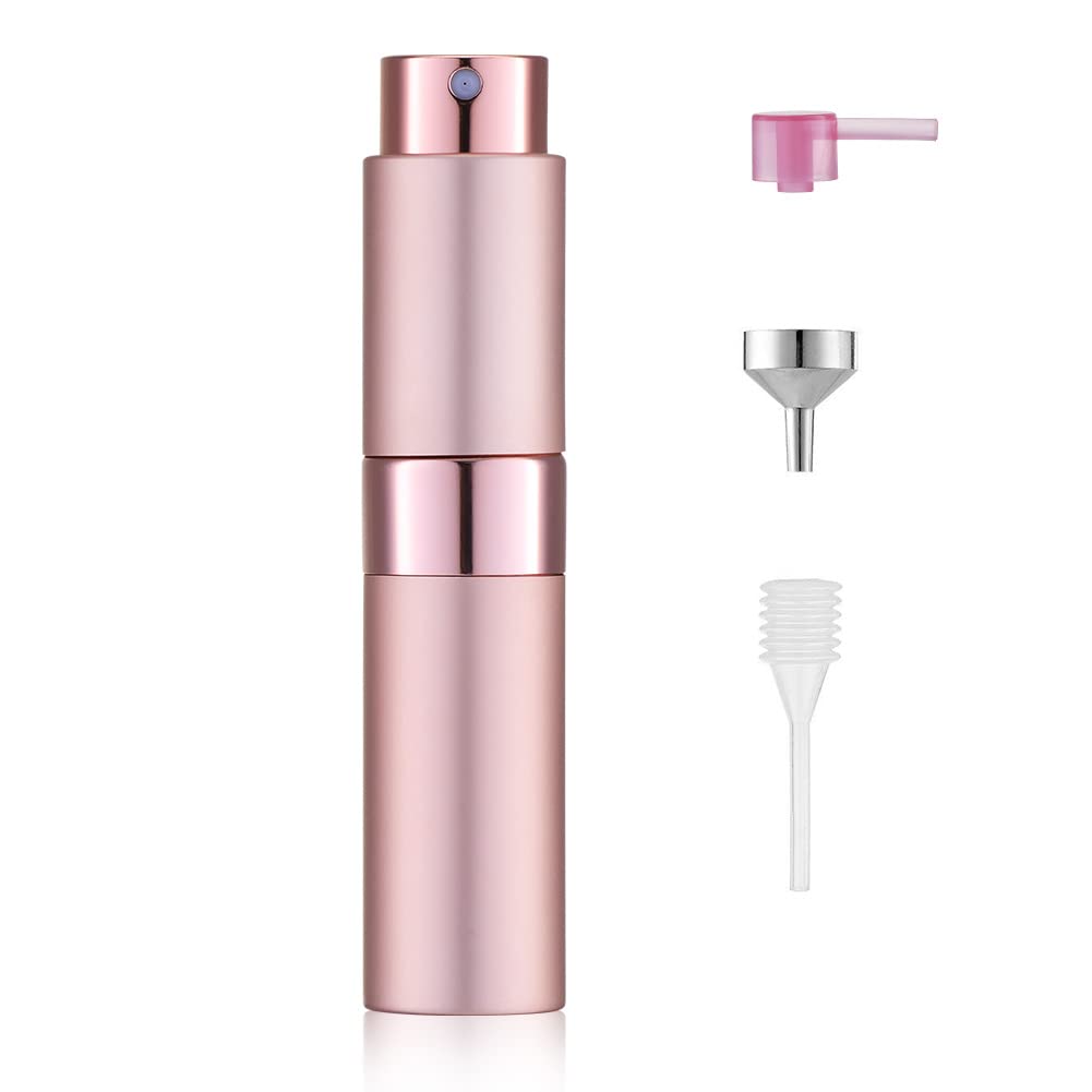 Toureal 8ml Travel Perfume Atomiser Refillable - Mini Aftershave Spray Bottle - Small Glass Fragrance Atomizer for Women - Portable Empty Cologne Refill Pump Dispenser for Men Pink