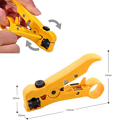 Universal Coaxial Cable Stripper Cutter Cable Stripping Tool for Flat/Round UTP Cat5 Cat6 Coax Coaxial RG59 /RG6/7/11, 2 Pack - Thumbnail 2