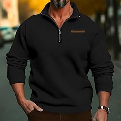Mens Quarter Zip Pullover Vintage Fashion Long
