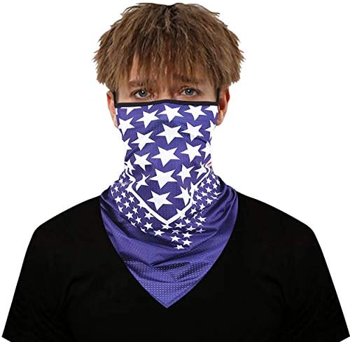 Person wearing a face bandana to protect from the sun.