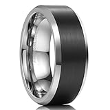 Sale! King Will 8mm Mens Tungsten Carbide Ring Wedding Band Black Brushed Matte Finished Comfort Fit