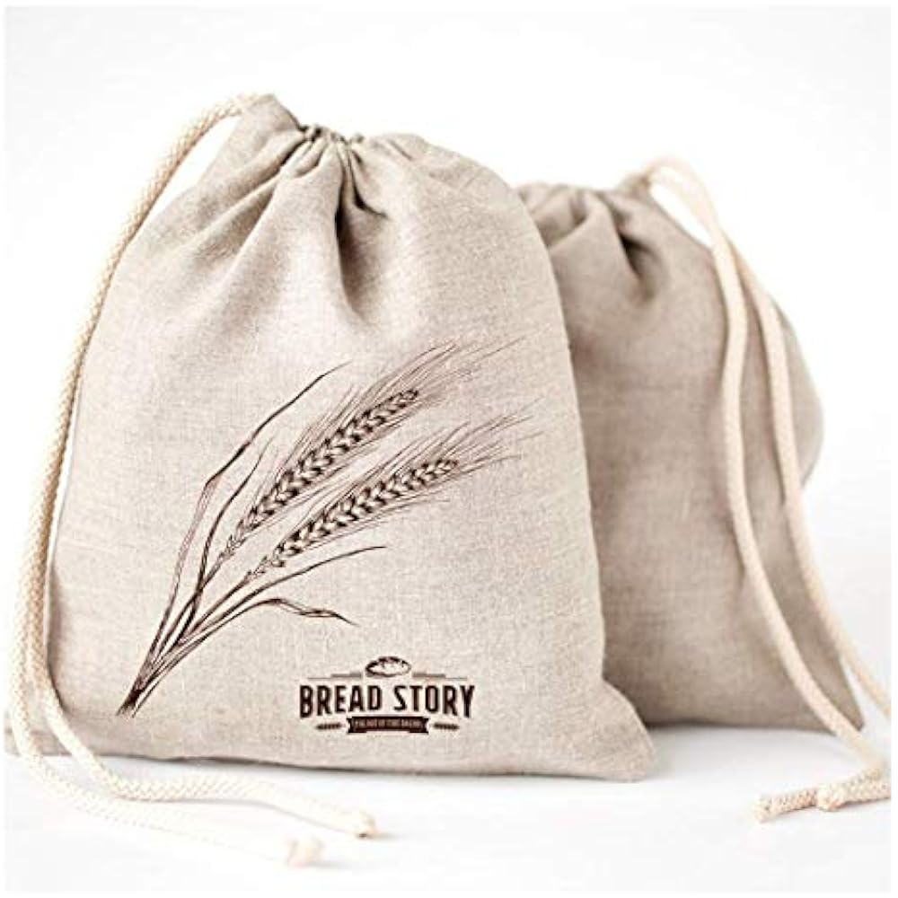 Natural Linen Bread Bags 2Pack 11 X 15" Ideal Homemade Bread