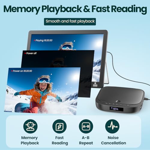 Desobry TV DVD Player With USB/TF Input, Built-in HDMI PAL/NTSC, Multizone, HDMI/RCA Cable, Memory Function