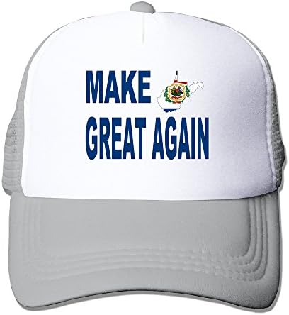 GGTAI Custom Make West Virginia Great Again Logo Mesh Hat Ash