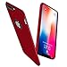 ThreeHundred iPhone 7 Plus Case Slim Fit Plastic pc Hard Shell Full Protective and Lining Microfiber Cloth Built in Metal Plate [B-MP] Work with Magnetic Car Mount Cover for Apple iPhone 7 Plus - Red