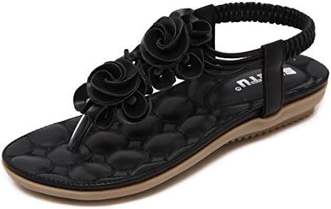 CARETOO Women Flat Sandals, T Strap Summer Thong Shoes, Flip Flop Casual Glitter Shoes