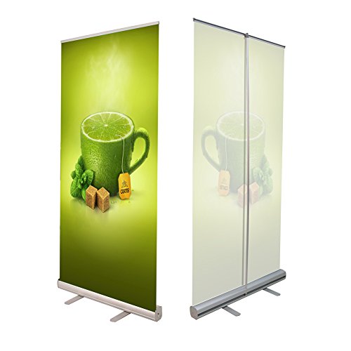 Display Factory USA DFU Retractable Roll up Banner Stand Includes Bag Aluminum Silver Exhibition Display Trade Show Sign Holder (3680")