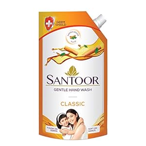 Santoor Classic Gentle Hand Wash, 750ml with Natural goodness of Sandalwood & Tulsi