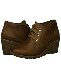 Skechers BOBS West - Gorro para mujer Botas de microfibra con cuña y espuma viscoelástica.