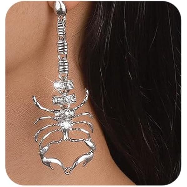 Scorpion Dangle Earrings - Silver Gothic Animal Zodiac Jewelry For Women