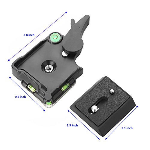 Papaler Quick Release Plate, KINGJOY BB-20A Aluminum Quick Release Plate QR Plate Adapter 1/4" and 3/8" Screws for DSLR Camera Camcorder Tripod Monopod Ball Head