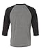 Bella + Canvas Unisex 3/4-Sleeve Baseball T-Shirt M GRY/ CHR BLK TRB