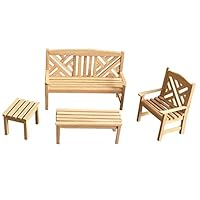 hitonsmusu 4Pcs 1/12 Doll House Furniture, Miniature Chair Table Set Model Doll House Accessories Miniature Living Room Decor Kids Toy