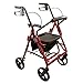 Carex Transport Chair Rollator Walker - Dual Function Walker For Seniors - 4 Wheel Walker With Wheels - Burgundy