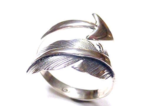 Sterling Silver Open Band Ring - Soul Feather - Arrow - Size K - Unisex, Sterling Silver, No Gemstone