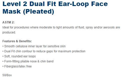 Pleated FACE MASK White [D-MK-7220] 50 PCS PER Box - Level 2 - Thumbnail 2