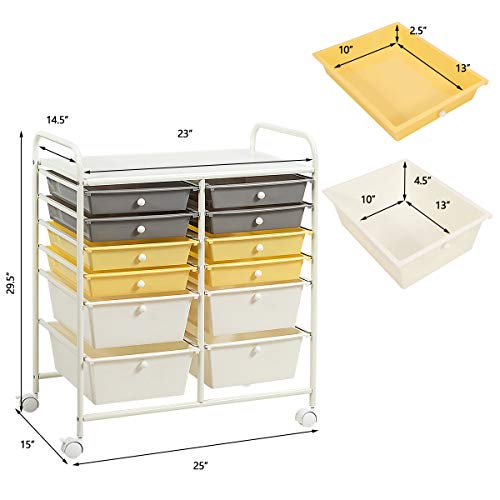 Giantex 12 Drawer Rolling Storage Cart Tools Scrapbook Paper Office