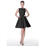 Heroecol Womens Vintage 1950s Dresses Oblong Neck Sleeveless 50s 60s Style Retro Swing Cotton Dress