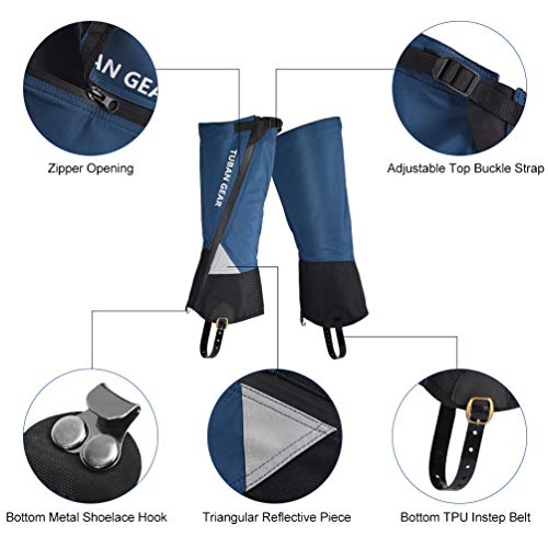 RUNACC Leg Gaiters Waterproof Shoe Gaiters for Outdoor Hiking Walking Hunting Mountain Climbing and Snowshoeing, Anti-Tear Oxford Fabric