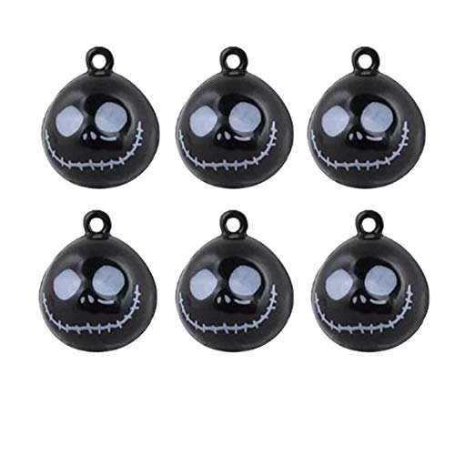 7Queen 6PCS Christmas Halloween Bells Black Monster Metal Pet Craft Jingle Bells Dangle Charms Jewelry Findings Jewelry Making