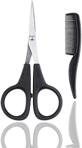 FullGold Beard &amp; Mustache Scissors With Mini Comb For Hair Trimming Kit (black)