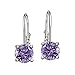 Bria Lou 925 Sterling Silver 6mm Round Birthstone Color Leverback Drop Earrings Made with Swarovski Crystals (All Colors)
