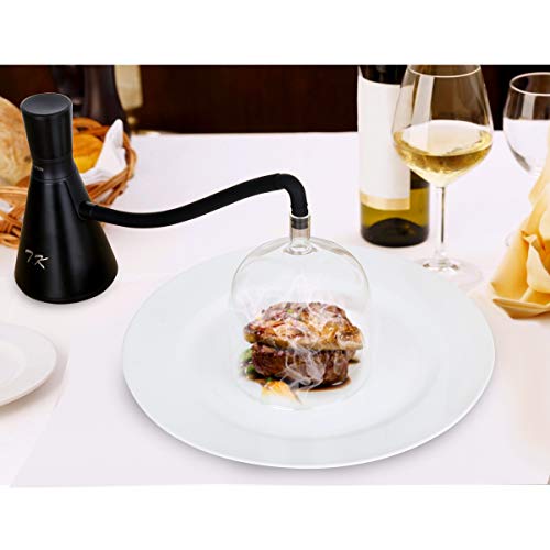 Smoking Gun Food Smoker Portable Hand-held Smoke Infuser for Food Cocktails Drinks, 4 AA Batteries Operated, Glass Dome Cloche Cover Included, Black - Thumbnail 7