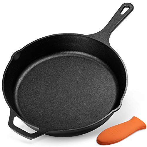 Legend Cast Iron Skillet 12 Inch | EXTRA LONG HANDLE For Better Grip | Cast Iron Pan For Frying, Cooking, Baking On Induction, Electric, Gas & In Oven | Lightly Pre-Seasoned, Gets Better With Each Use