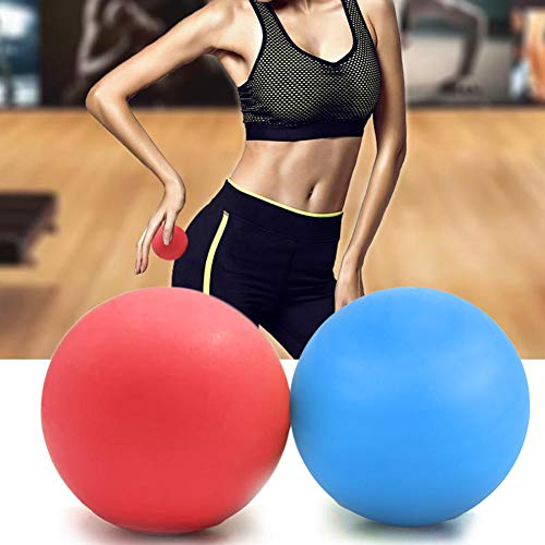 WOVTE 2 Pack Massage Lacrosse Balls for Sore Muscles, Shoulders, Neck, Back, Foot, Body, Deep Tissue, Myofascial Release, Trigger Point Therapy, Muscle Knots and Yoga Therapy (Blue Red)
