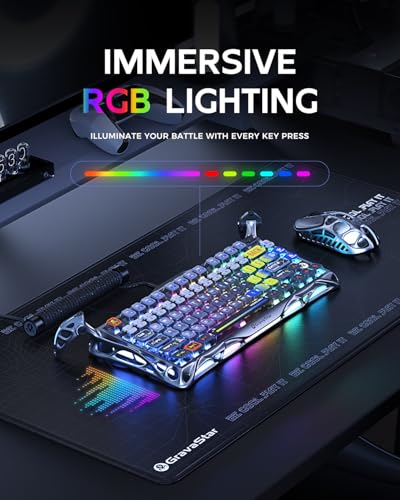 GravaStar Mercury K1 Pro Wireless Gaming Keyboard, QWERTY, Aluminium Alloy, Customized Keyboard Layout 75% Layout, Designed for Durability and Unique Aesthetics (Interstellar Silver)