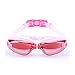 qiteng Swimming Goggles + Swim Cap + Case + Nose Clip + Ear Plugs Swim Goggles Anti Fog UV Protection for Adult Men Women Youth Kids Pink