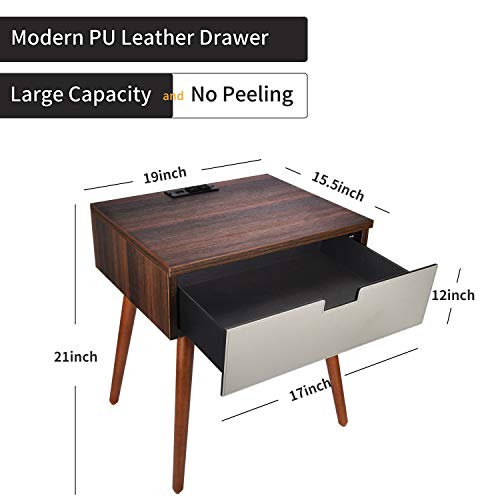 Frylr Nightstand Bedside Table with Charging Station and USB Port