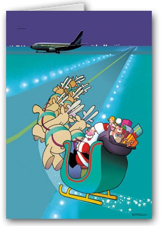 Airport Runway Landing Christmas Card 18 Cards & Envelopes